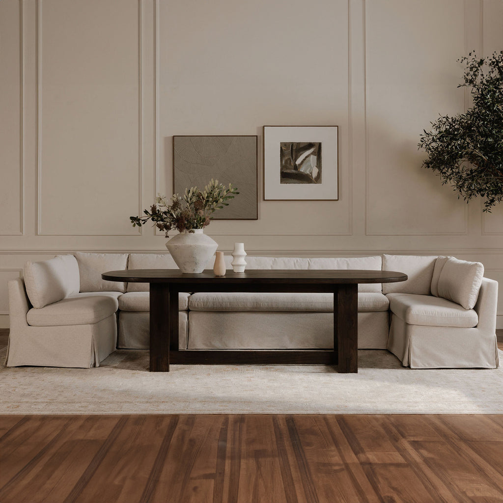 Fable Slipcover Dining Banquette U-Shape Beige 168 in.