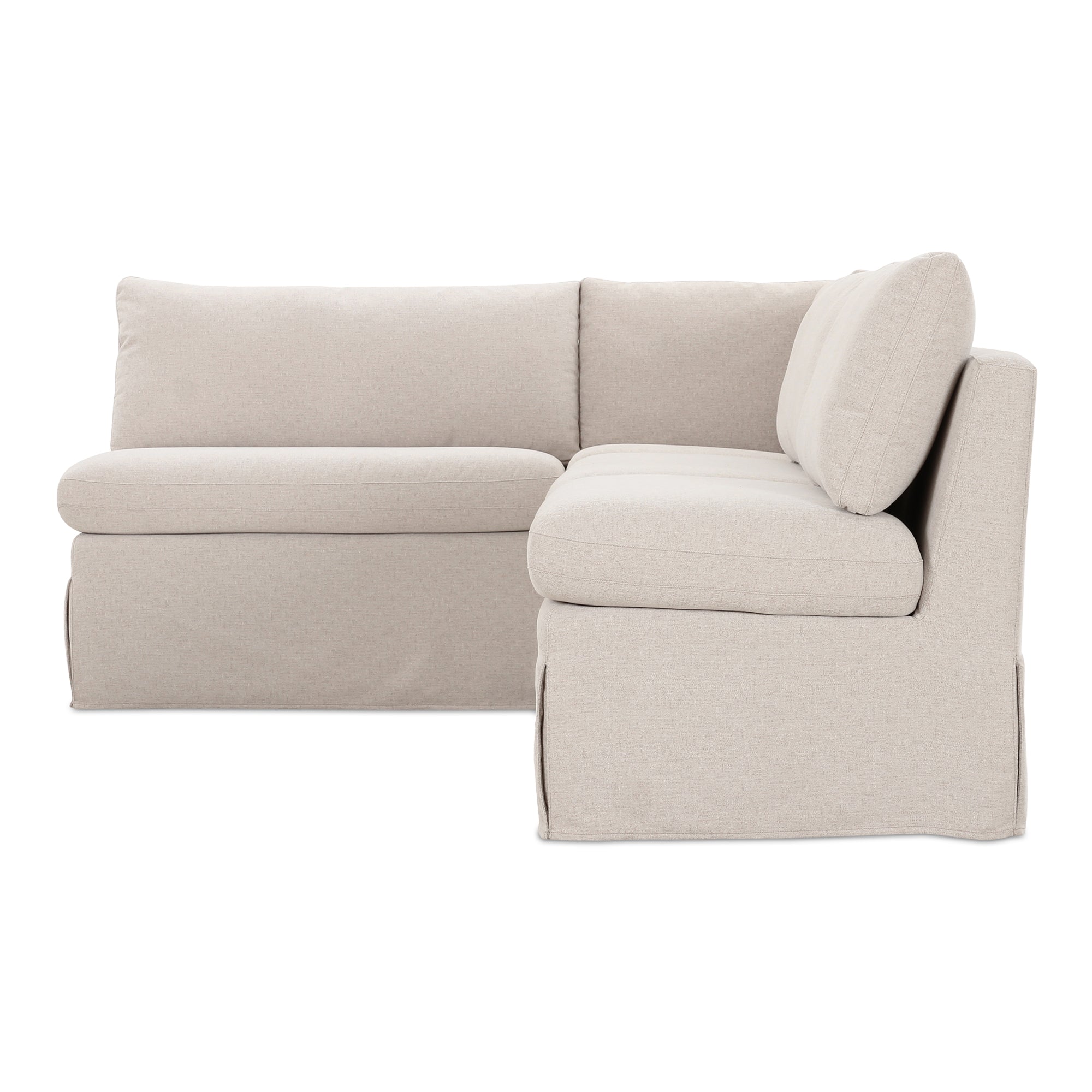Fable Slipcover Dining Banquette L-Shape Beige 96 in.