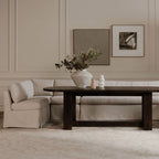 Fable Slipcover Dining Banquette L-Shape Beige 125.5 in.
