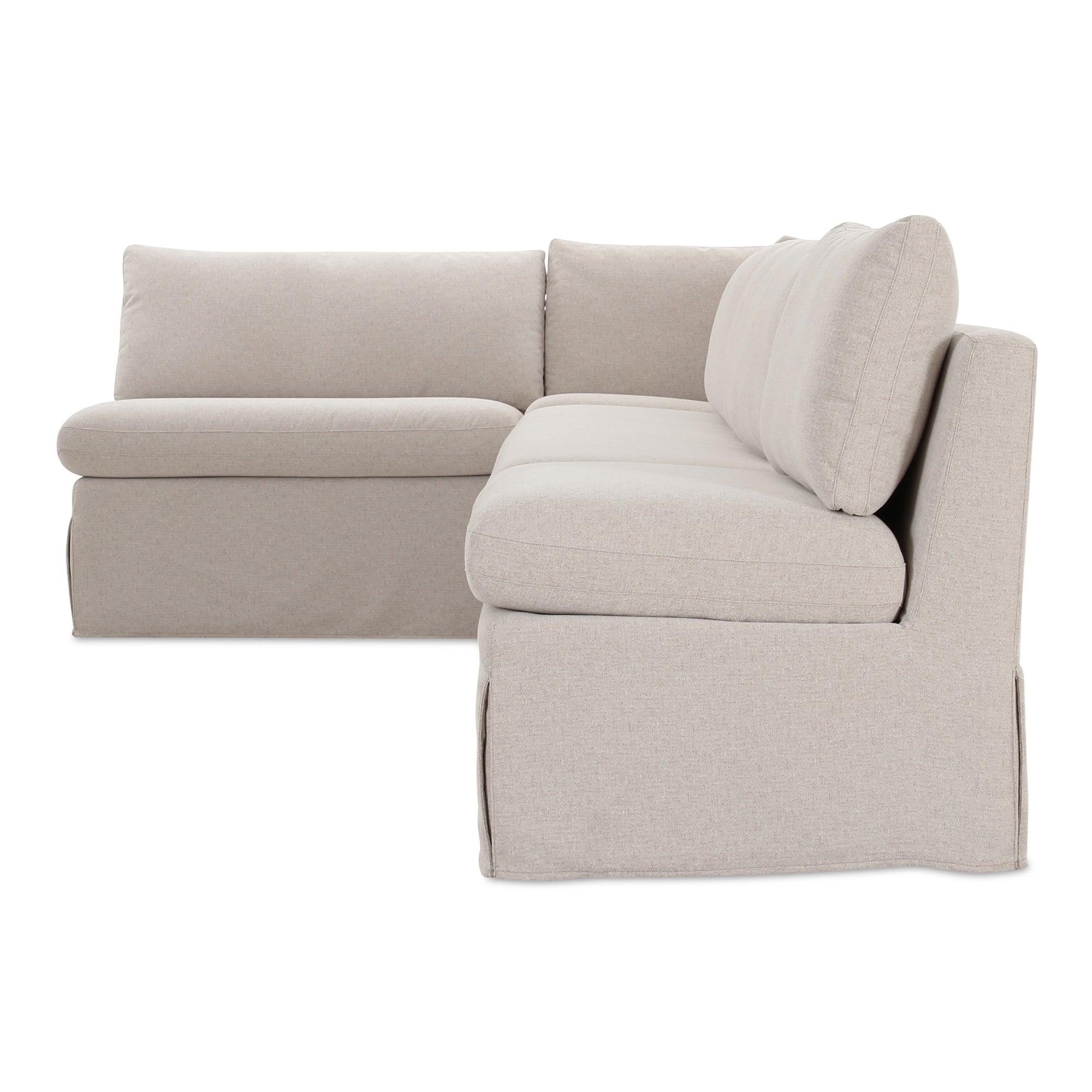 Fable Slipcover Dining Banquette L-Shape Beige 125.5 in.