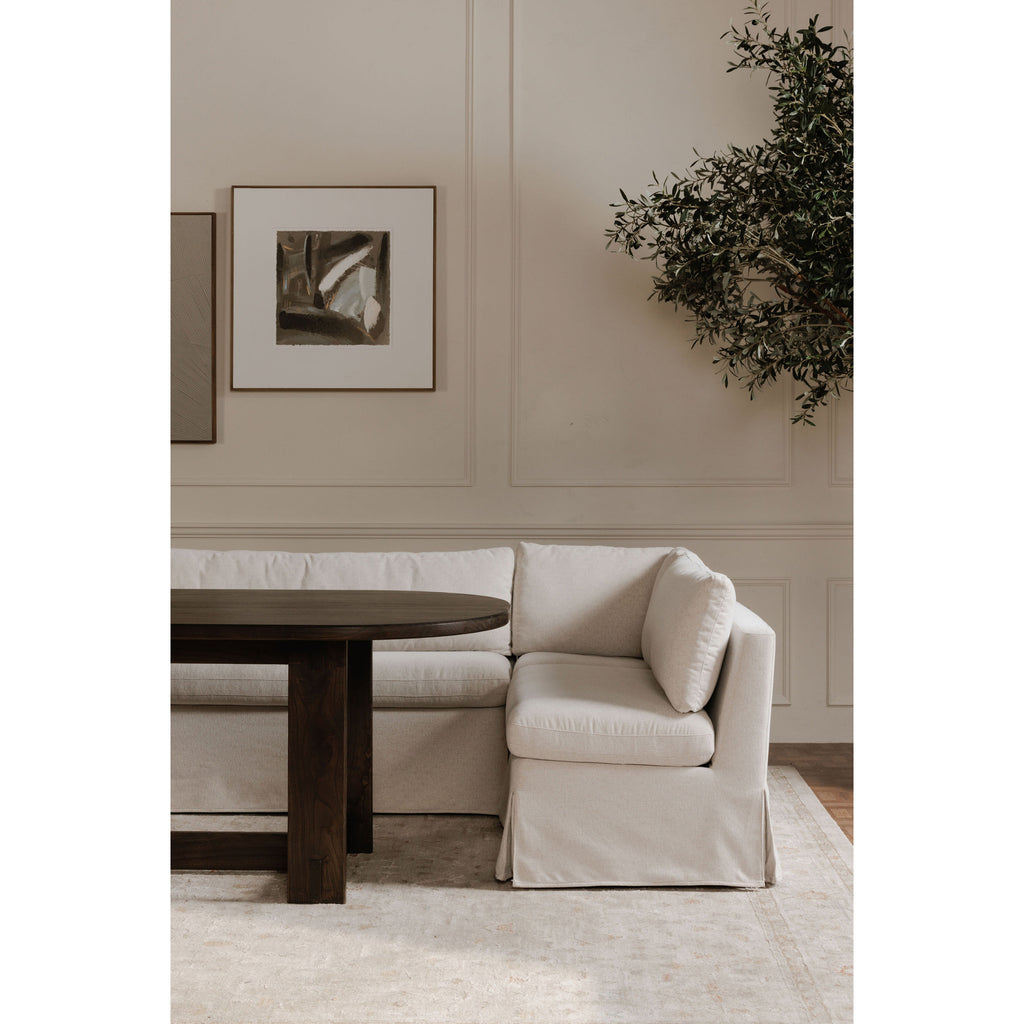 Fable Slipcover Dining Banquette L-Shape Beige 139.5 in.