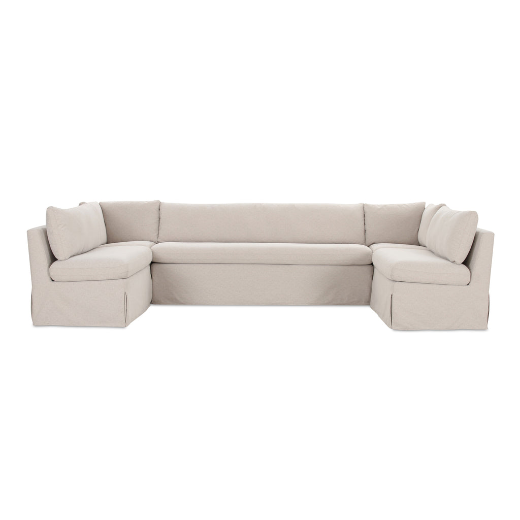 Fable Slipcover Dining Banquette U-Shape Beige 129 in.