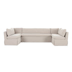Fable Slipcover Dining Banquette U-Shape Beige 129 in.