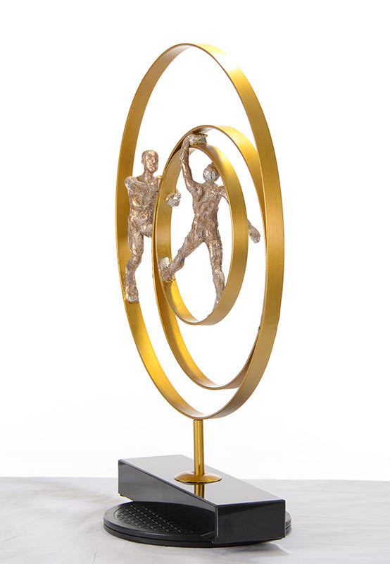 SZ0240 Modern Bronze Acrobats - Rings Sculpture