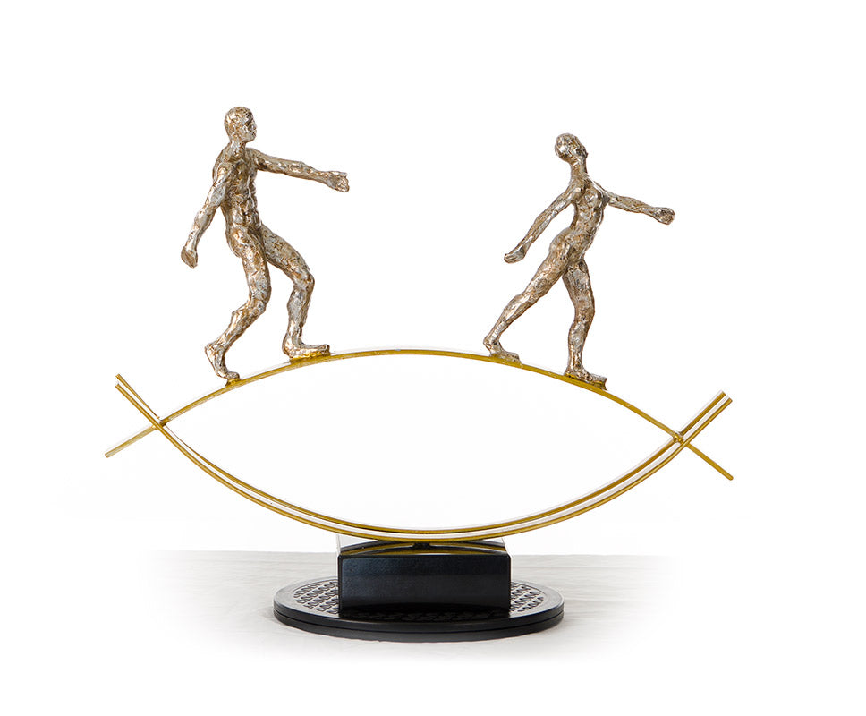 SZ0241 Modern Bronze Acrobats - Tightrope Sculpture