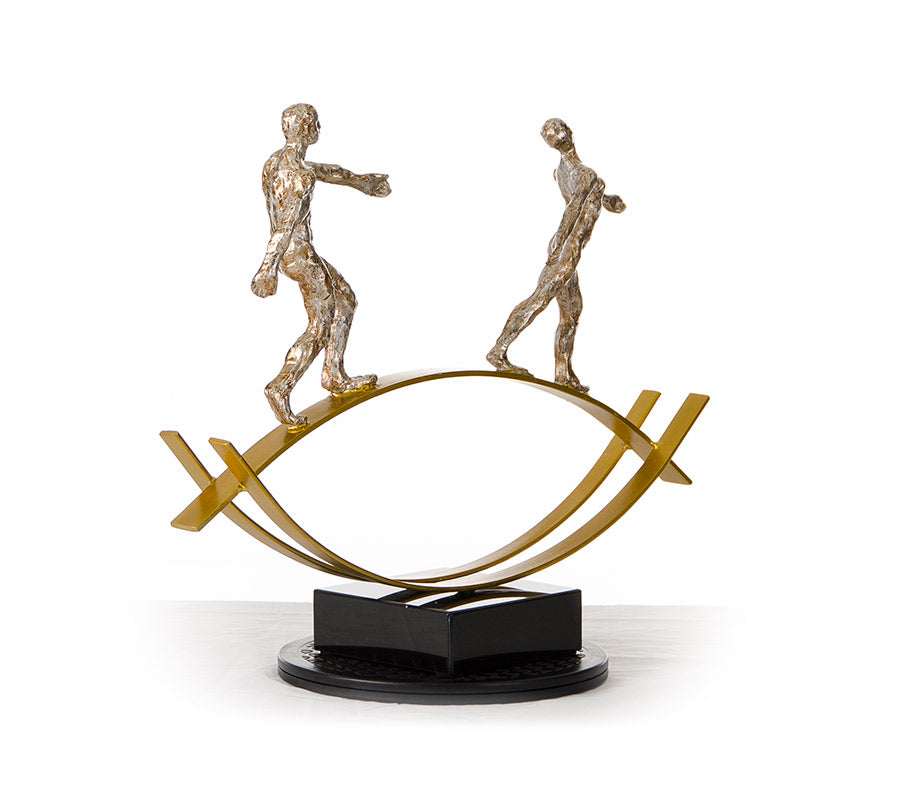 SZ0241 Modern Bronze Acrobats - Tightrope Sculpture