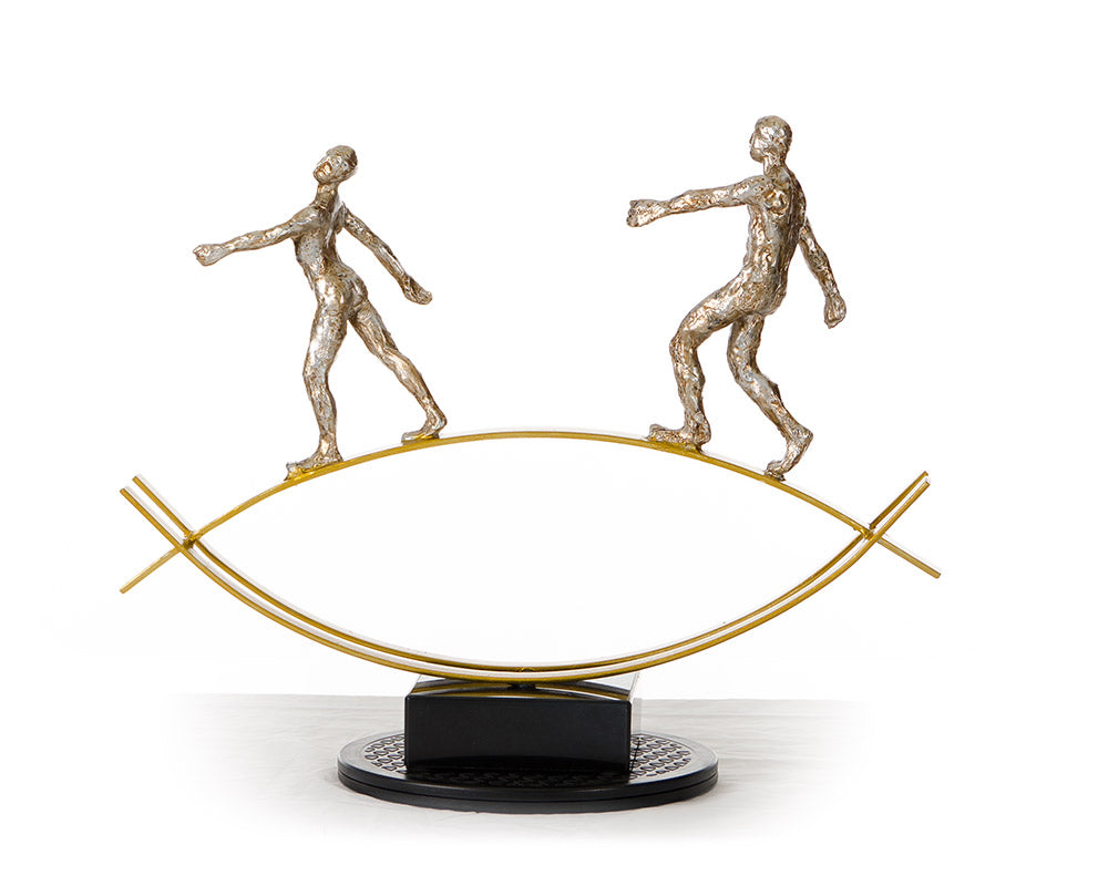 SZ0241 Modern Bronze Acrobats - Tightrope Sculpture