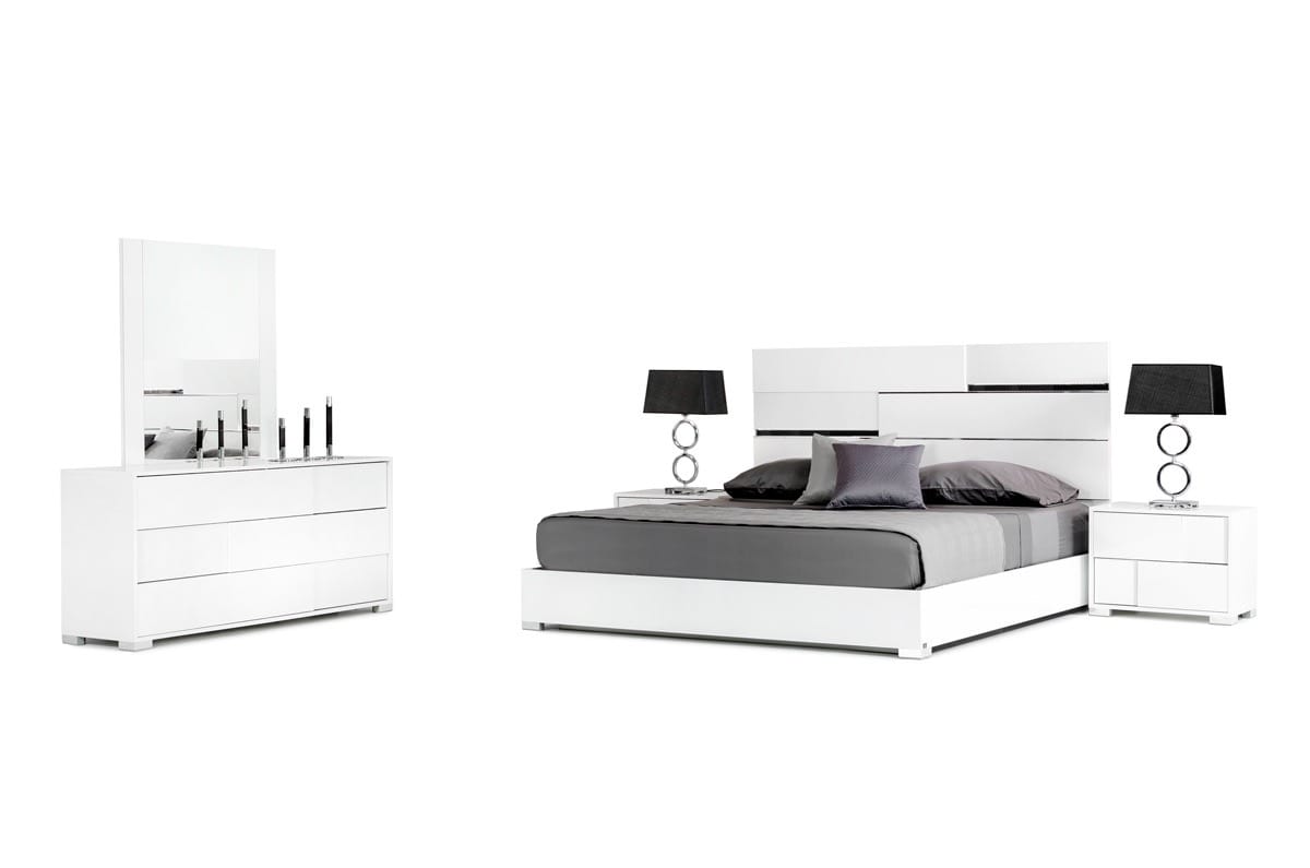 Eastern King Ancona Italian Modern White Bed