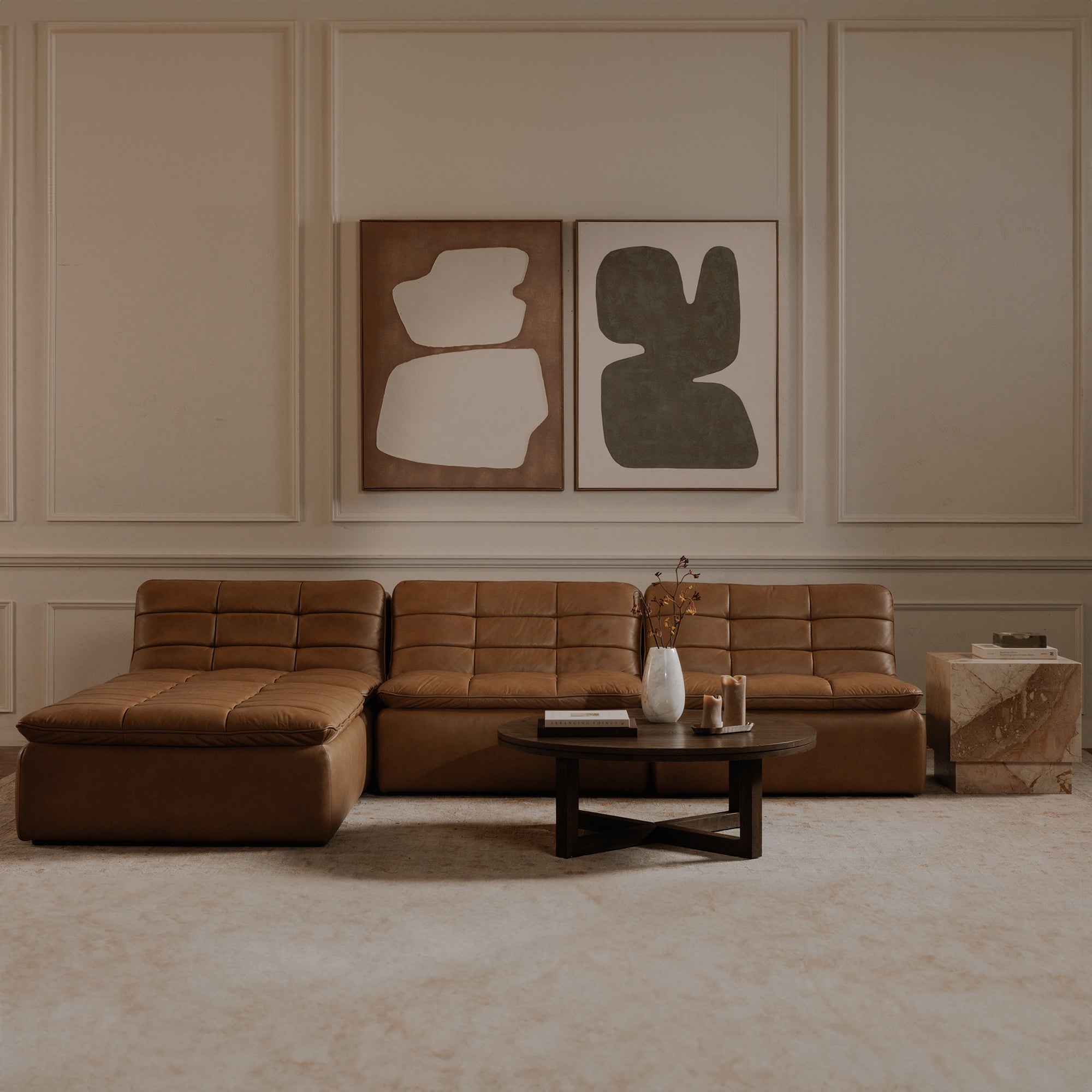 Lino Slipper Chair Tan Leather