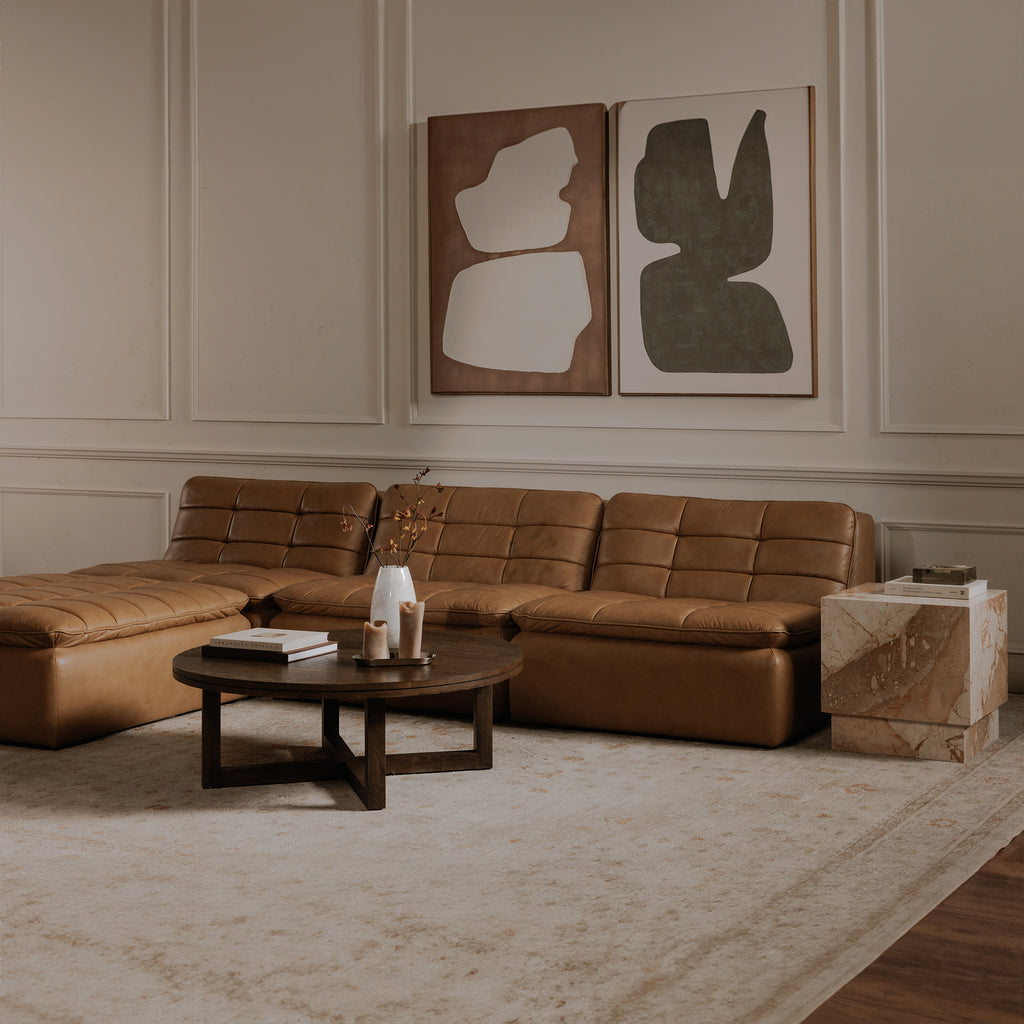 Lino Ottoman Tan Leather