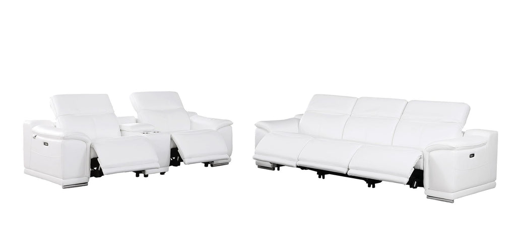9762 Divanitalia 6-Piece Modular Power Reclining Sofa and Console Loveseat Set with 5 Power Recliners in Top Grain Italian Leather - White - SKU 9762-WHITE-6.5-HT - view 4