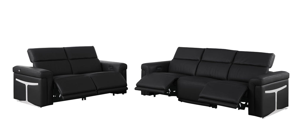 1126 Divanitalia 5-Piece Modular Power Reclining Sofa and Loveseat Set in Top Grain Italian Leather with 4 Power Recliners & Power Headrests - Black - SKU 1126-BLACK-5.4-HT-2PC - view 4