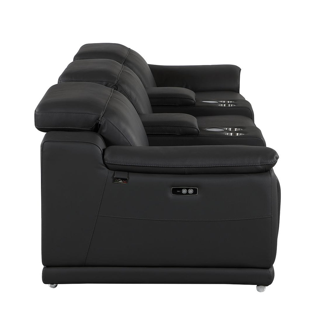 9762 Divanitalia 5-Piece Modular Power Reclining Sofa and Loveseat Set with 3 Power Recliners in Top Grain Italian Leather