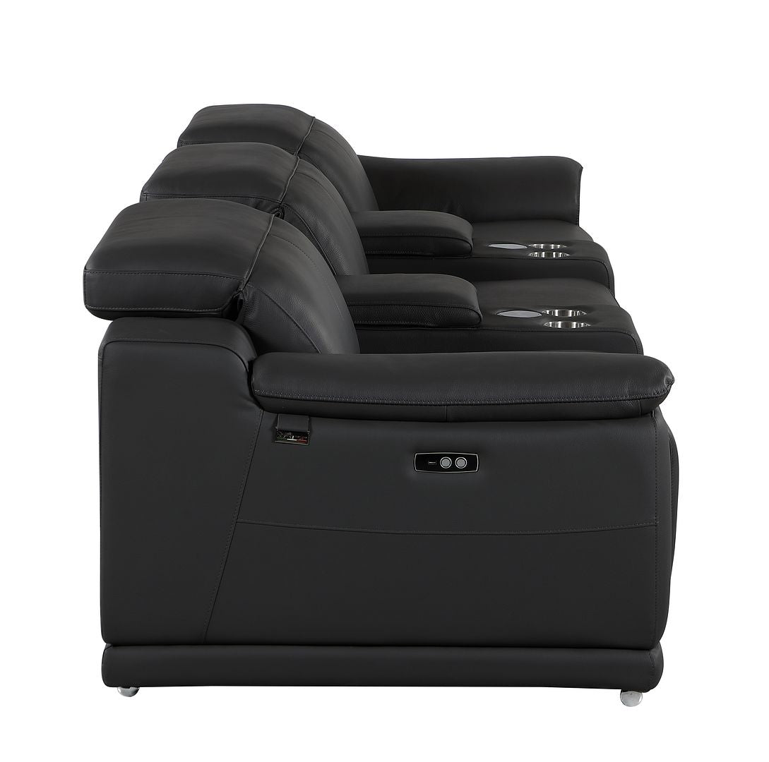 9762 Divanitalia 5-Piece Modular Power Reclining Sofa and Loveseat Set with 3 Power Recliners in Top Grain Italian Leather