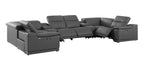 9762 Divanitalia 8-Piece U-Shaped Top Grain Italian Leather Sectional Sofa with 4 Power Recliners