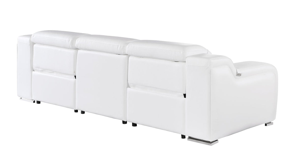 1116 Divanitalia 3-Piece Modular Power Reclining Sofa in Top Grain Italian Leather with 2 Power Recliners & Power Headrests - White - SKU 1116-WHITE-3.2-S-HT - view 5