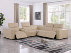1208 6-Piece L-Shaped Leather Reclining Sectional Sofa with 3 Power Recliners