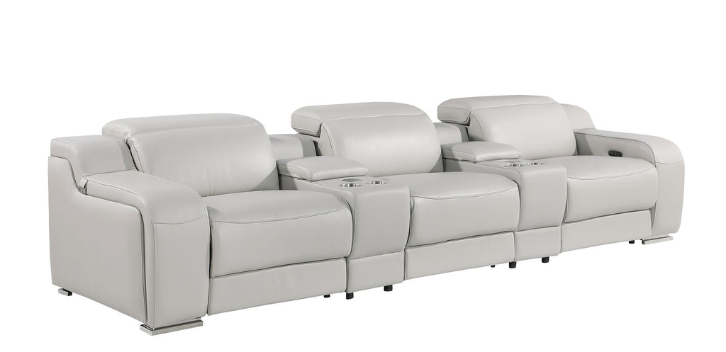 1116 Divanitalia 5-Piece Modular Power Reclining Sofa in Top Grain Italian Leather with 3 Power Recliners & Power Headrests