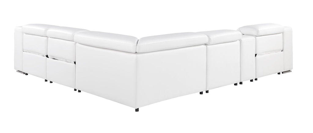 1116 Divanitalia 6-Piece L-Shaped Sectional Sofa in Top Grain Italian Leather with 3 Power Recliners & Power Headrests - White - SKU 1116-WHITE-6PC-3PWR-SECTIONAL- GROUP - view 6