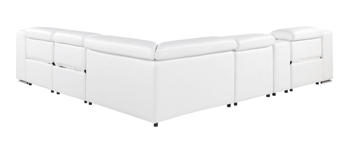1116 Divanitalia 6-Piece L-Shaped Sectional Sofa in Top Grain Italian Leather with 3 Power Recliners & Power Headrests - White - SKU 1116-WHITE-6PC-3PWR-SECTIONAL- GROUP - view 6