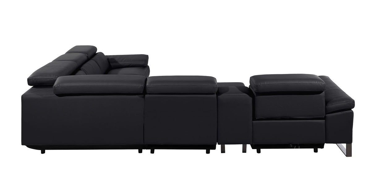1246 Divanitalia 6-Piece L-Shaped Modular Power Reclining Sectional Sofa with 3 Power Recliners and Power Headrests - Top Grain Italian Leather - Black - SKU 1246-BLACK-6PC-3PWR-SECTIONAL - view 6