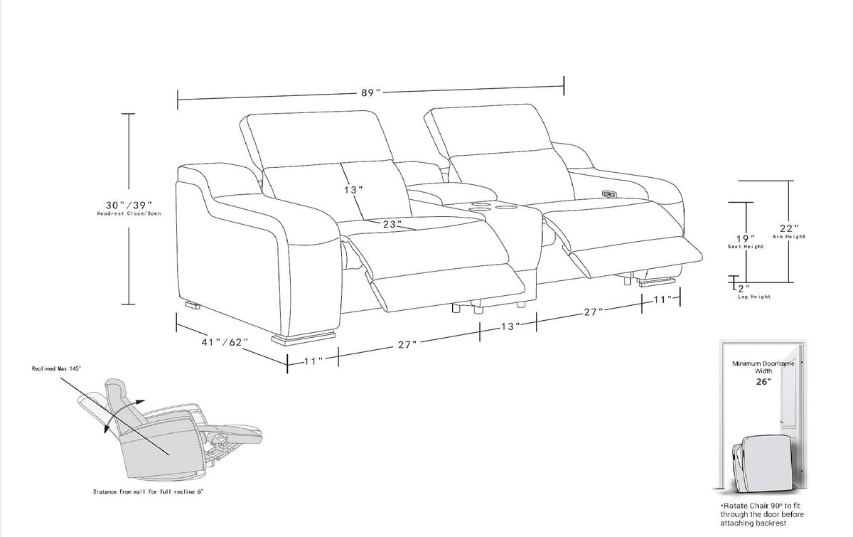 1116 Divanitalia 8-Piece Modular Power Reclining Sofa & Loveseat Set in Top Grain Italian Leather with 5 Power Recliners & Power Headrests - Cognac - SKU 1116-COGNAC-8.5-HT - view 16