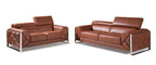 903 Divanitalia 2-Piece Sofa Set with Adjustable Headrest in Top-grain Italian Leather - Camel - SKU 903- CAMEL 2PC (S/L) - GROUP - view 2