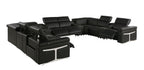 1126 Divanitalia 12-Piece U-Shaped Sectional Sofa in Top Grain Italian Leather with 4 Power Recliners & Power Headrests - Black - SKU 1126-BLACK-12PC-4PWR-U-SECTIONAL-GROUP - view 5