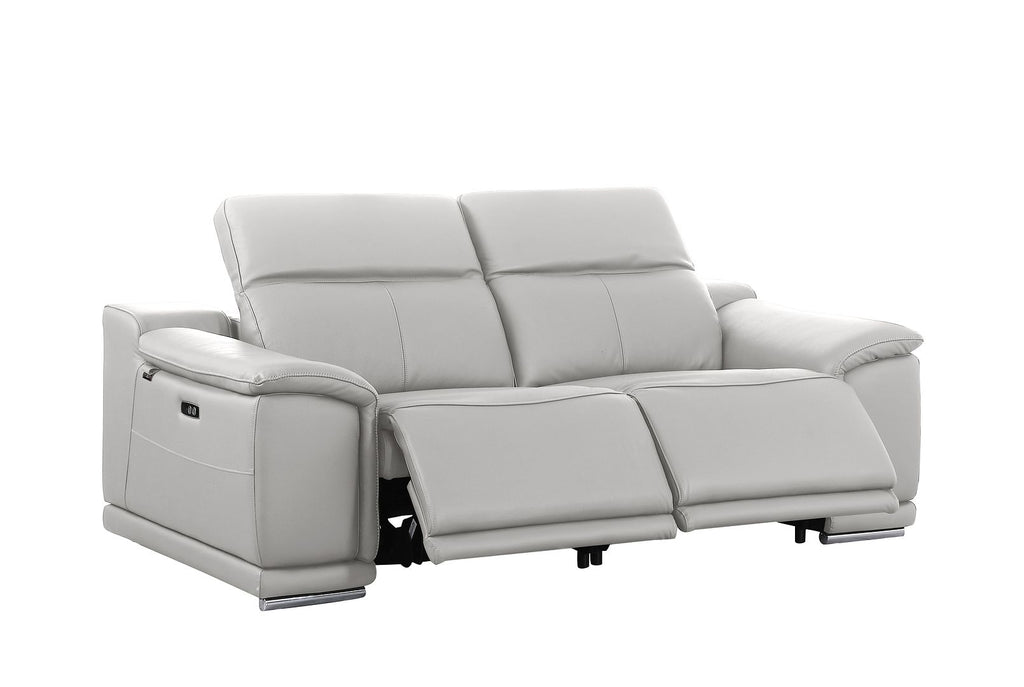 9762 Divanitalia 2-Piece Modular Power Reclining Console with 2 Power Recliners in Top Grain Italian Leather
