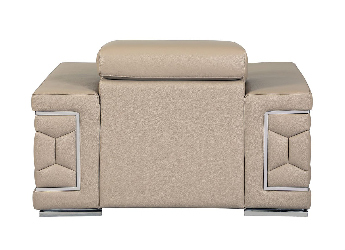 692 Divanitalia Chair with Adjustable Headrest in Top-grain Italian Leather - Beige - SKU 692-CH-BEIGE - view 4