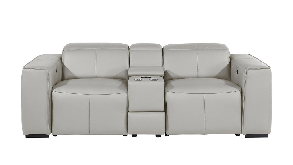 1224 Divanitalia 3-Piece Modular Power Reclining Loveseat in Top Grain Italian Leather with 2 Power Recliners & Power Headrests - Light Grey - SKU 1224-LT-GREY-3.2-HT - view 3