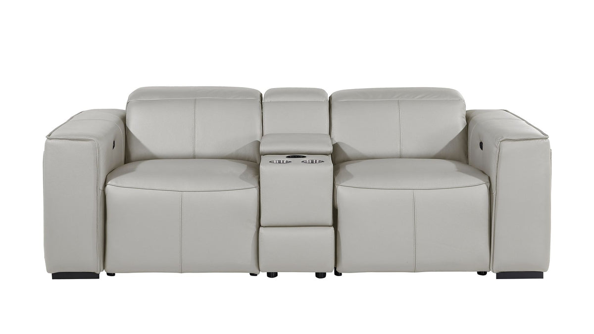 1224 Divanitalia 3-Piece Modular Power Reclining Loveseat in Top Grain Italian Leather with 2 Power Recliners & Power Headrests - Light Grey - SKU 1224-LT-GREY-3.2-HT - view 3