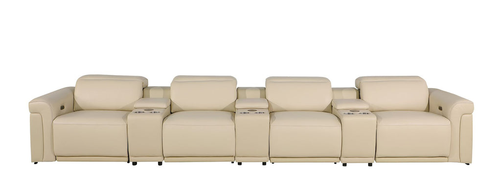 1126 Divanitalia 7-Piece Modular Power Reclining Sofa in Top Grain Italian Leather with 4 Power Recliners & Power Headrests - Beige - SKU 1126-BEIGE-7.4-HT - view 3