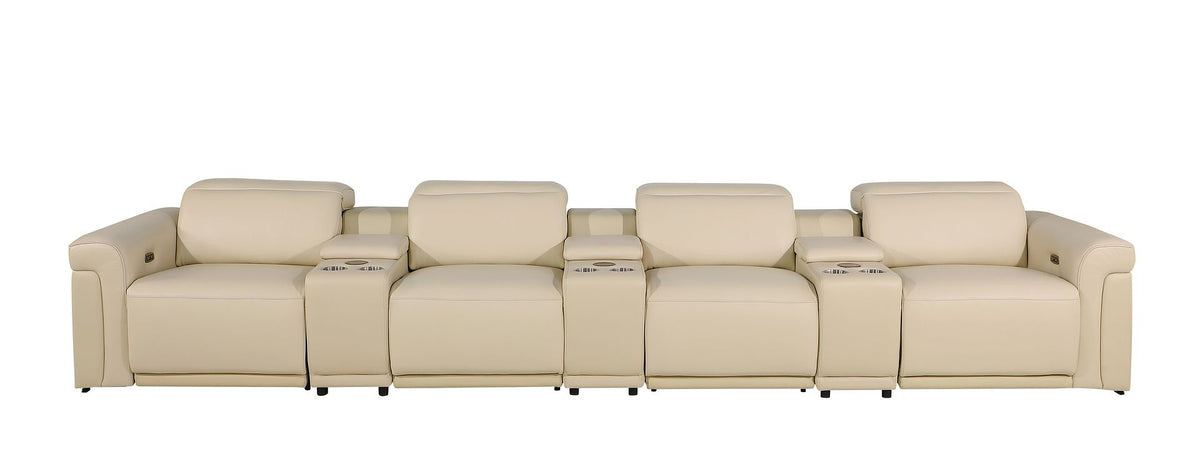 1126 Divanitalia 7-Piece Modular Power Reclining Sofa in Top Grain Italian Leather with 4 Power Recliners & Power Headrests - Beige - SKU 1126-BEIGE-7.4-HT - view 3