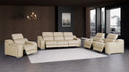 1116 Divanitalia 7-Piece Modular Power Reclining Sofa, Loveseat & Chair Set in Top Grain Italian Leather with 6 Power Recliners & Power Headrests - Beige - SKU 1116-BEIGE-7.6-HT-3PC - view 2