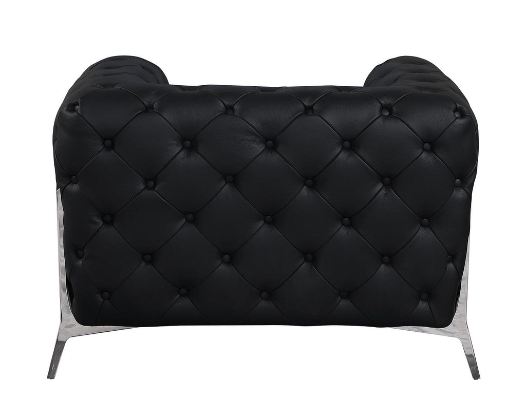 970 Divanitalia 3-Piece Sofa Set in Top-grain Italian Leather - Black - SKU 970- BLACK 3PC (S/CH/CH) - GROUP - view 5
