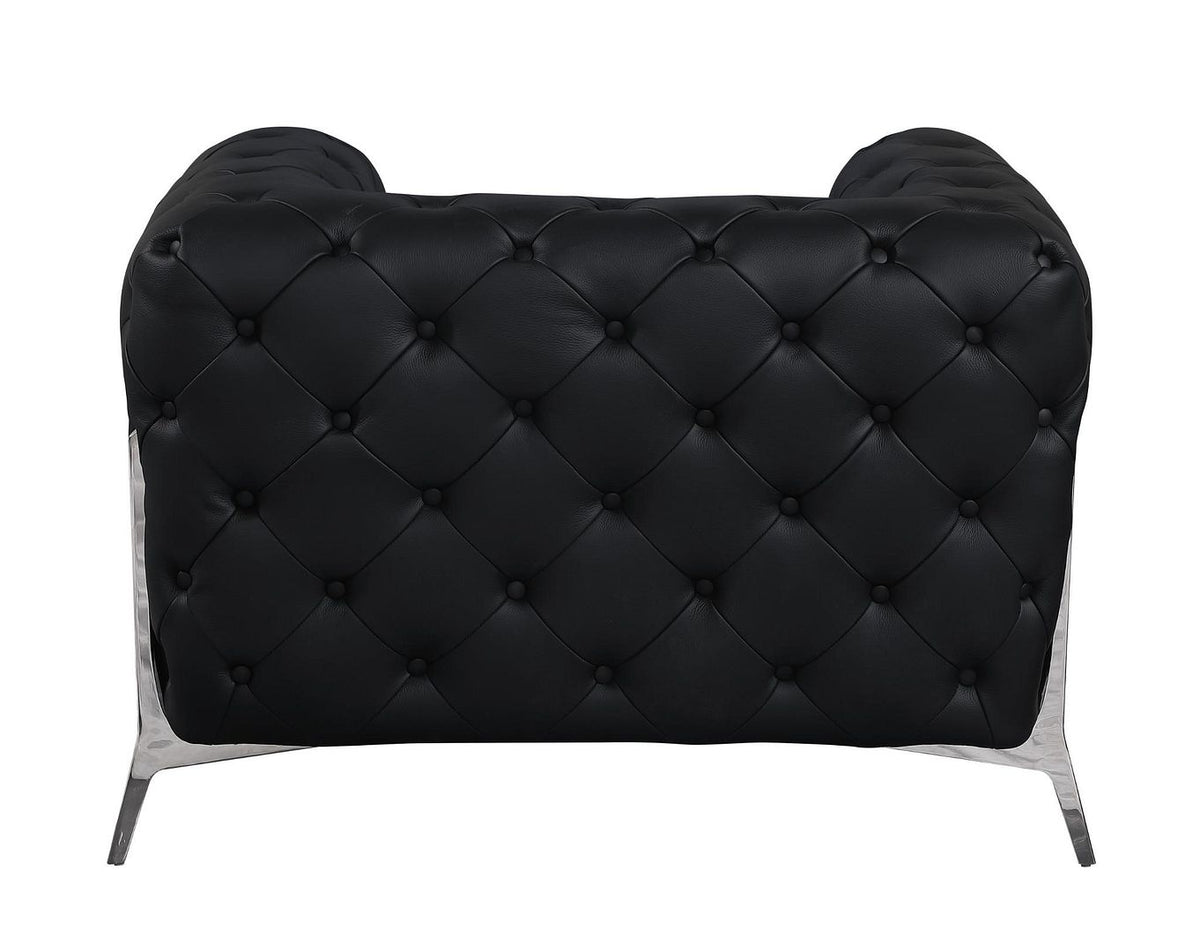 970 Divanitalia 3-Piece Sofa Set in Top-grain Italian Leather - Black - SKU 970- BLACK 3PC (S/CH/CH) - GROUP - view 5