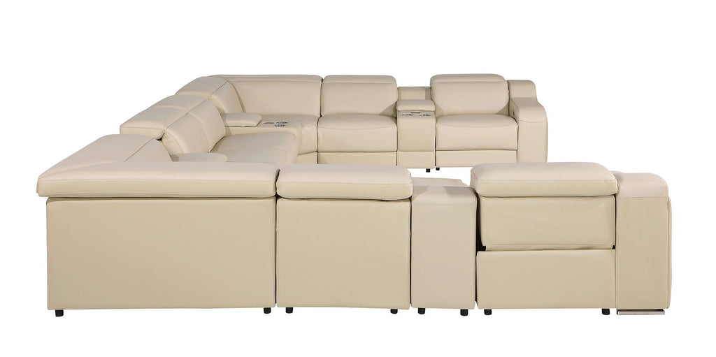 1116 Divanitalia 12-Piece U-Shaped Sectional Sofa in Top Grain Italian Leather with 4 Power Recliners & Power Headrests