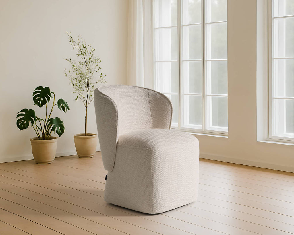 Souza - Modern Grey Fabric Swivel Dining Chair