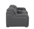 1116 Divanitalia 3-Piece Modular Power Reclining Console Loveseat in Top Grain Italian Leather with 2 Power Recliners & Power Headrests