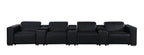 1208 7 Piece Leather Sofa with 4 Power Recliners and Power Headrests - Black - SKU 1208-BLACK-S-7.4-HT - view 3