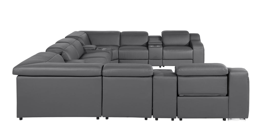 1116 Divanitalia 12-Piece U-Shaped Sectional Sofa in Top Grain Italian Leather with 4 Power Recliners & Power Headrests