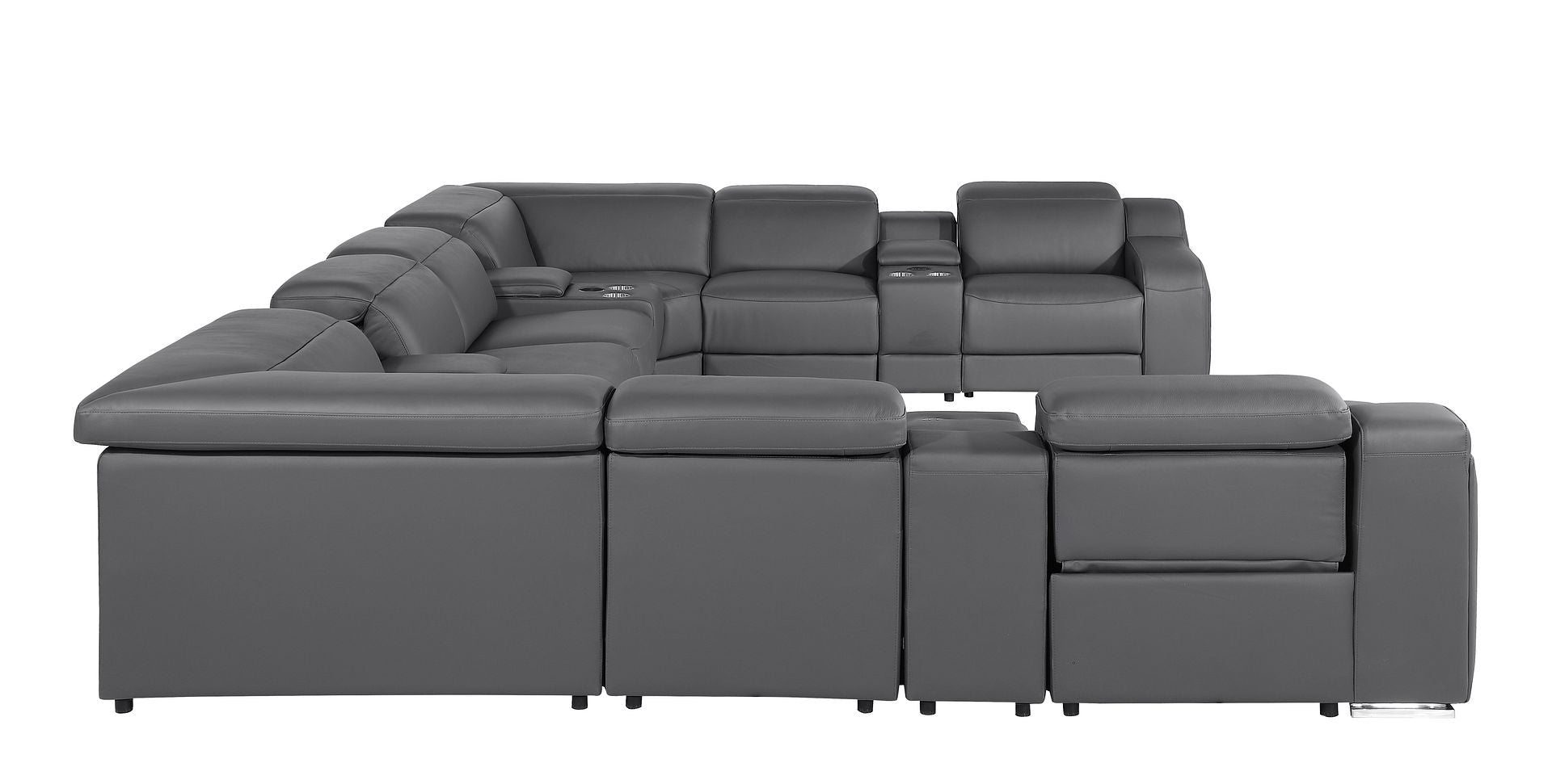1116 Divanitalia 12-Piece U-Shaped Sectional Sofa in Top Grain Italian Leather with 4 Power Recliners & Power Headrests