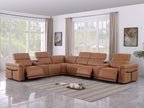 1126 Divanitalia 8-Piece L-Shaped Sectional Sofa in Top Grain Italian Leather with 3 Power Recliners & Power Headrests - Cognac - SKU 1126-COGNAC-SEC-8PC-3PWR-SECTIONAL-GROUP - view 2