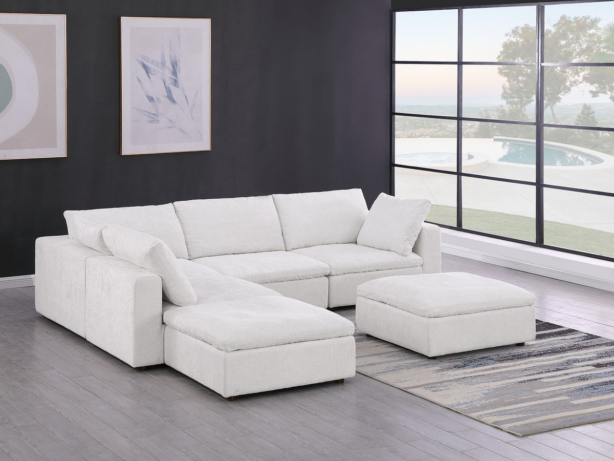 1100 Divanitalia 6-Piece Left Arm Facing 3-Seat Sectional Sofa - Pearl - SKU 1100-LT-GREY-FABRIC-6.4-LAF - view 2
