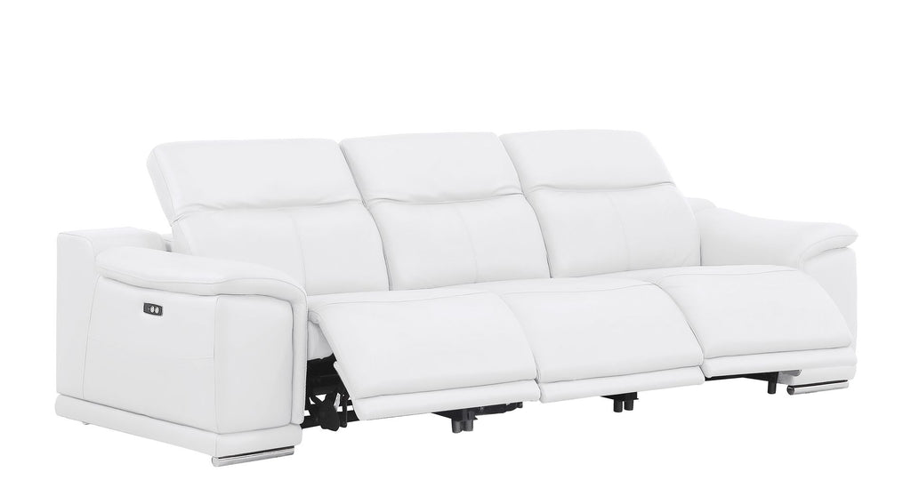 2679 Power Reclining Sofa, Console Loveseat & Chair Set in Genuine Leather - 6 Recliners - White - SKU 2679-WHITE-7.6-HT-3PC - view 3
