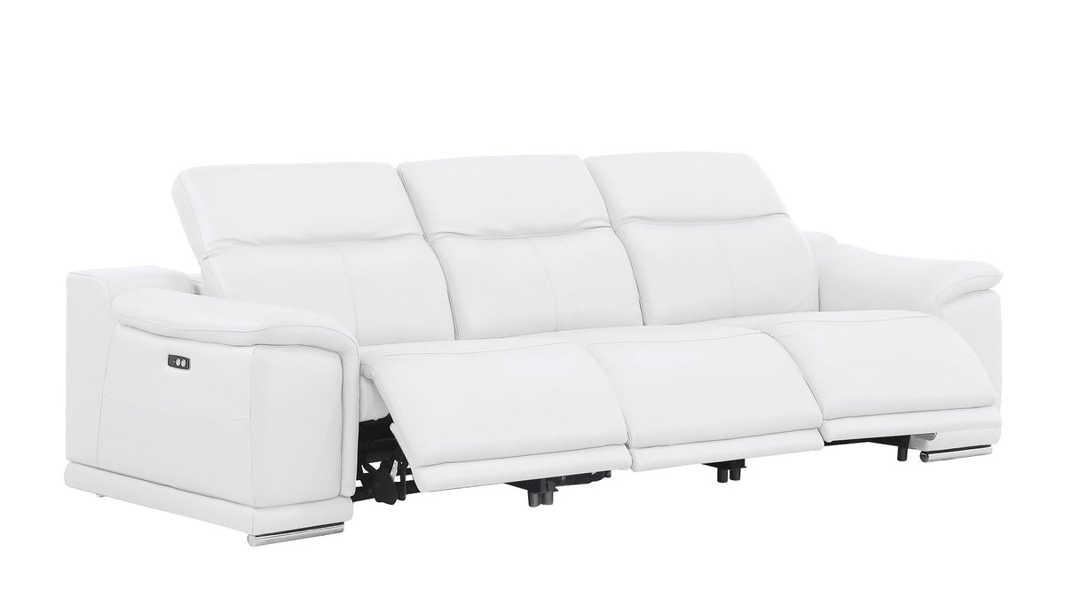 2679 Power Reclining Sofa, Console Loveseat & Chair Set in Genuine Leather - 6 Recliners - White - SKU 2679-WHITE-7.6-HT-3PC - view 3