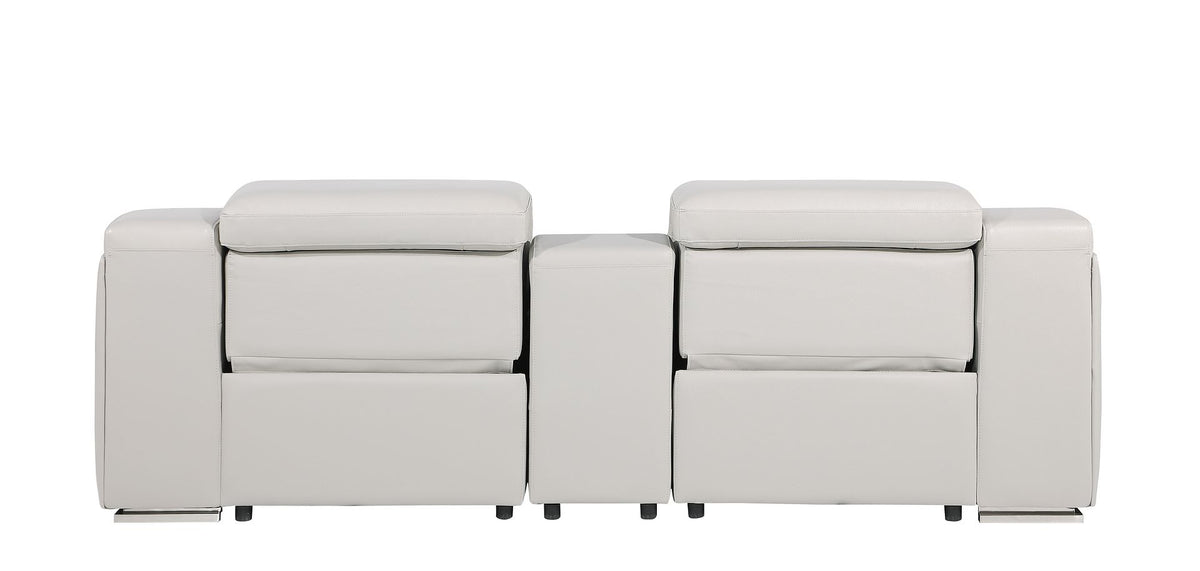 1116 Divanitalia 3-Piece Modular Power Reclining Console Loveseat in Top Grain Italian Leather with 2 Power Recliners & Power Headrests - Light Grey - SKU 1116-LT-GREY-3.2-HT - view 6
