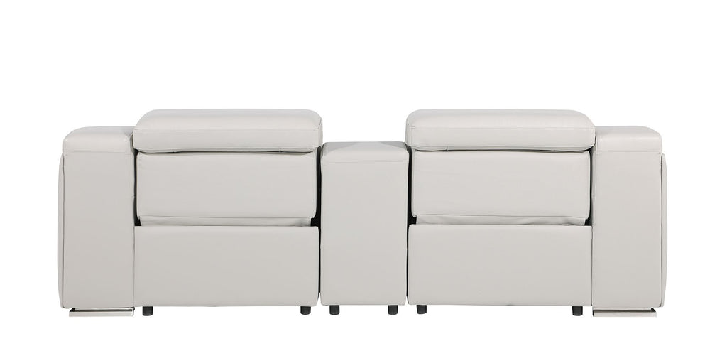 1116 Divanitalia 3-Piece Modular Power Reclining Console Loveseat in Top Grain Italian Leather with 2 Power Recliners & Power Headrests