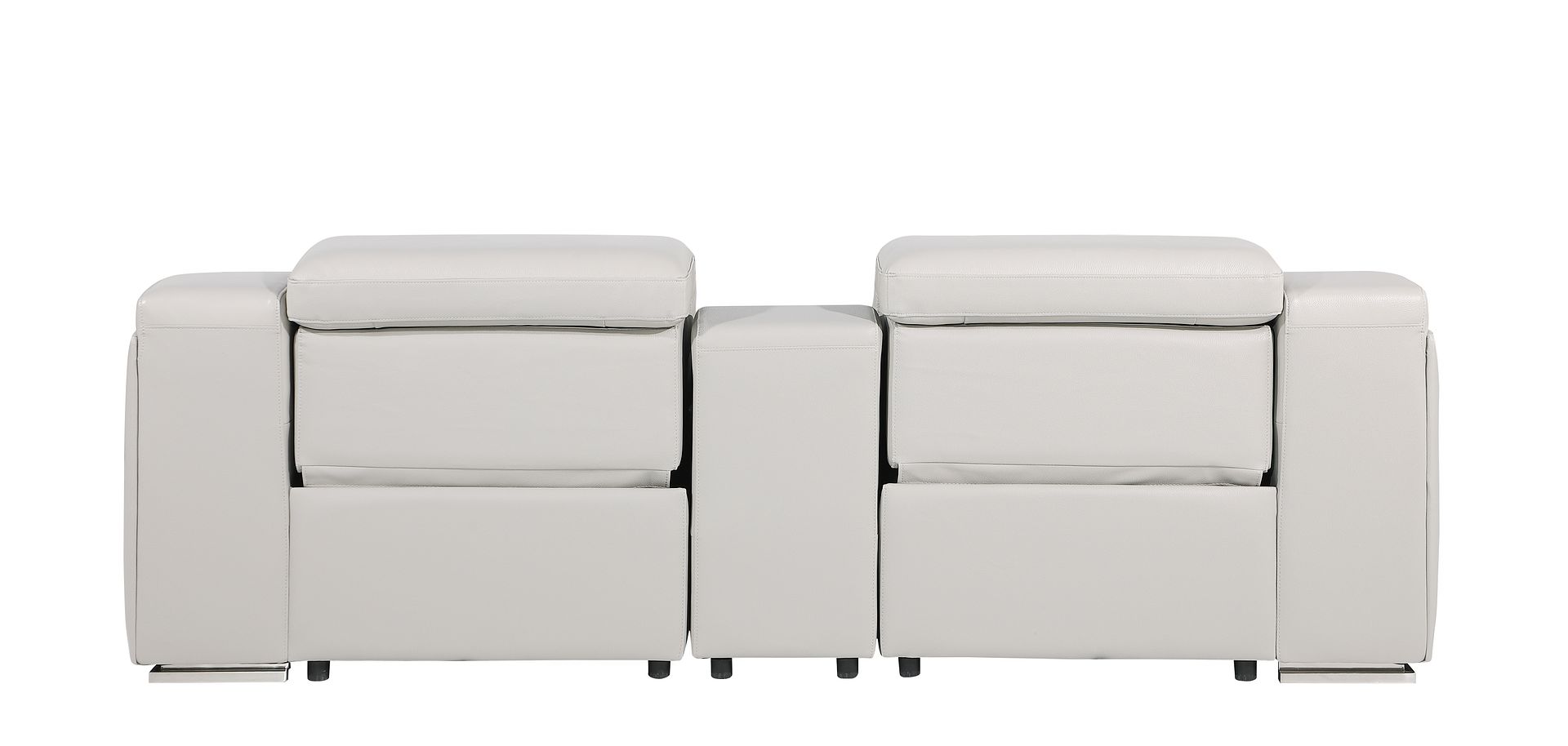 1116 Divanitalia 3-Piece Modular Power Reclining Console Loveseat in Top Grain Italian Leather with 2 Power Recliners & Power Headrests